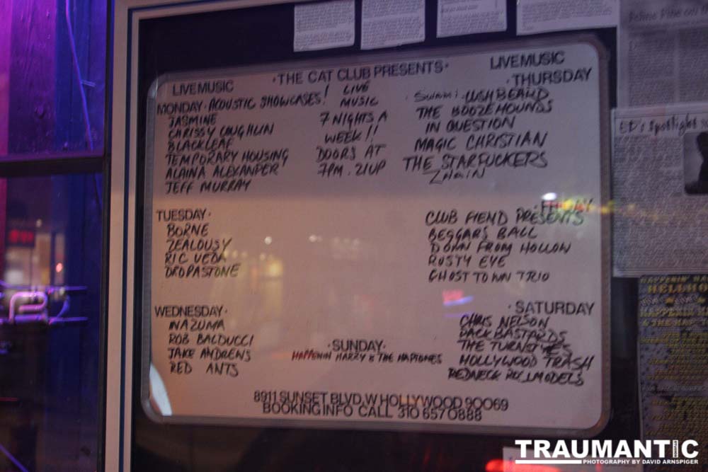 Band listing for the show.