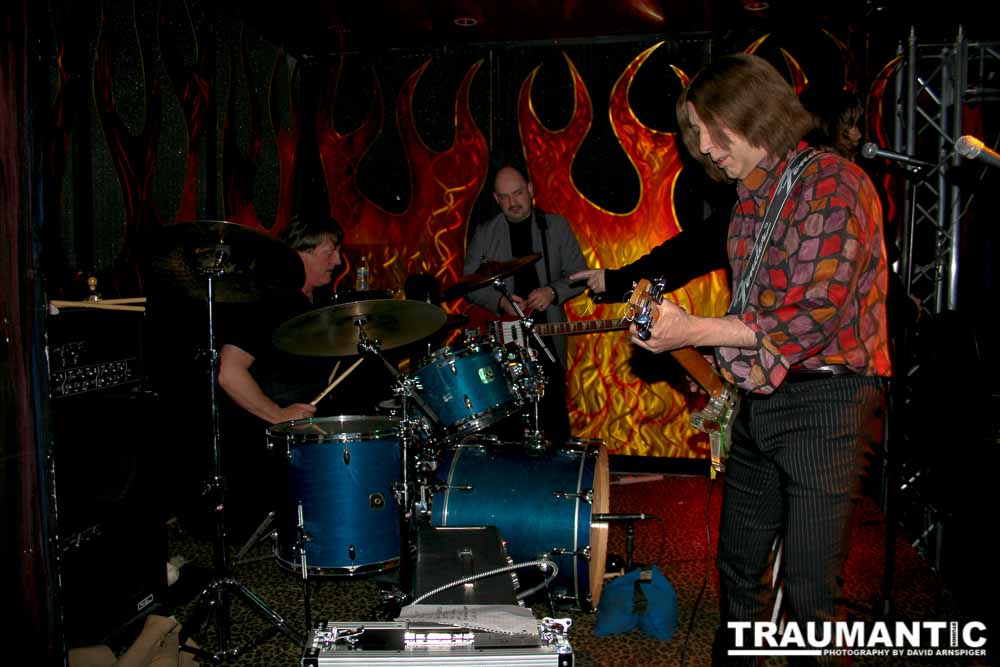 Magic Christian (L to R). Prairie Prince (Drums),  Alec Palao (bass), Cyril Jordan (Guitar)