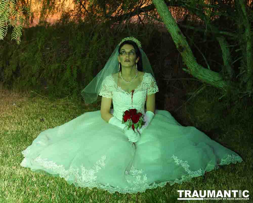 Jenna had a concept for a dead bride she wanted to do.  She handled the wardrobe and makeup, and we decided on this cool gazebo location in Canyon Country.  The final shots came out really good.