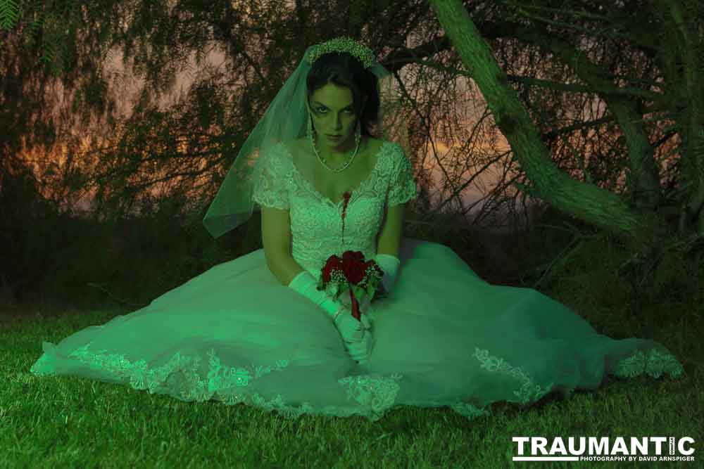 Jenna had a concept for a dead bride she wanted to do.  She handled the wardrobe and makeup, and we decided on this cool gazebo location in Canyon Country.  The final shots came out really good.